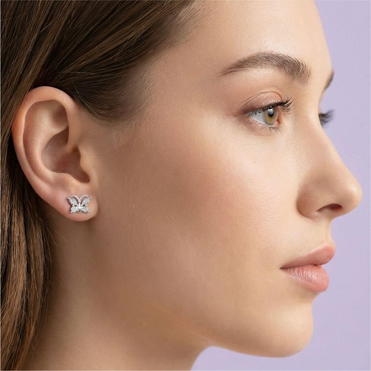 Silver Butterfly Aura Stud Earrings