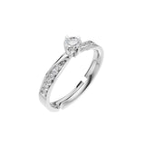 Silver Pavé Accent Solitaire Ring