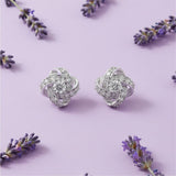 Silver Textured Rosebud Stud Earrings