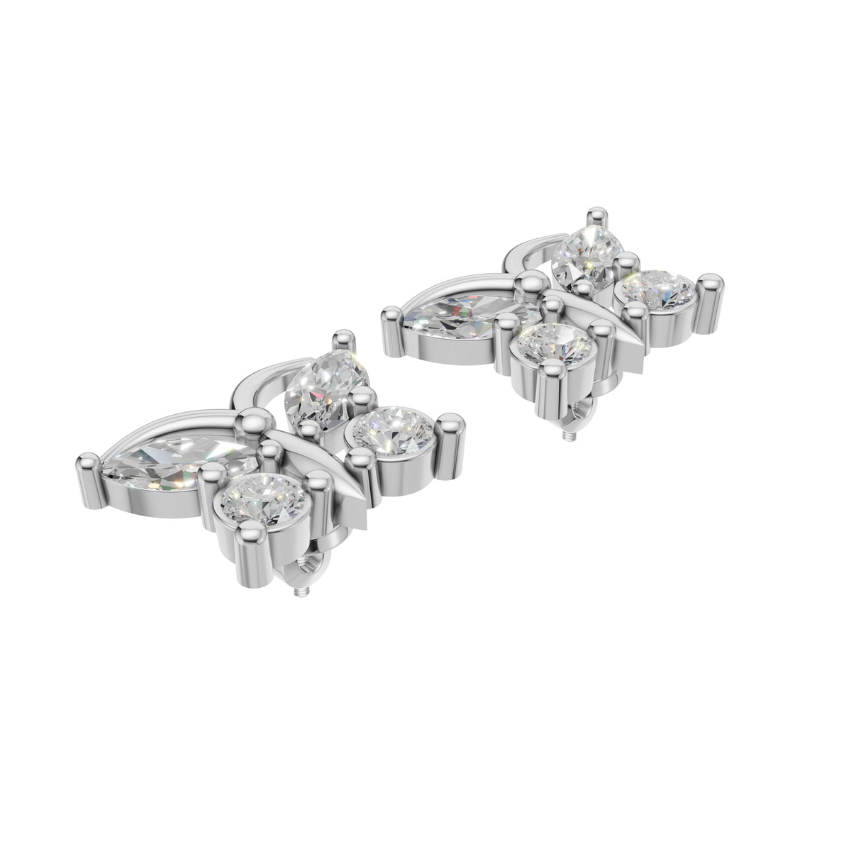 Silver Butterfly Aura Stud Earrings