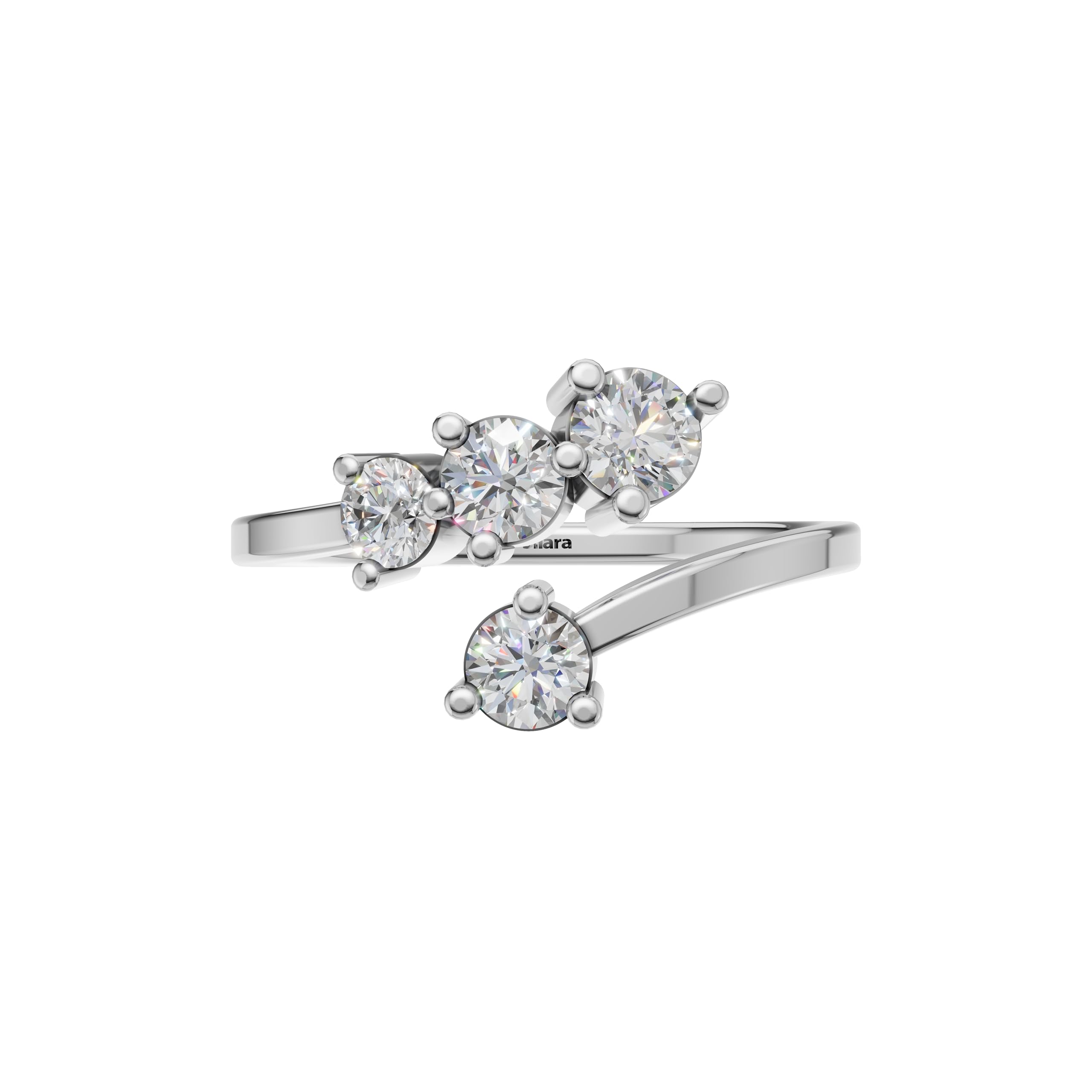 Silver Three Stone Wrap Ring