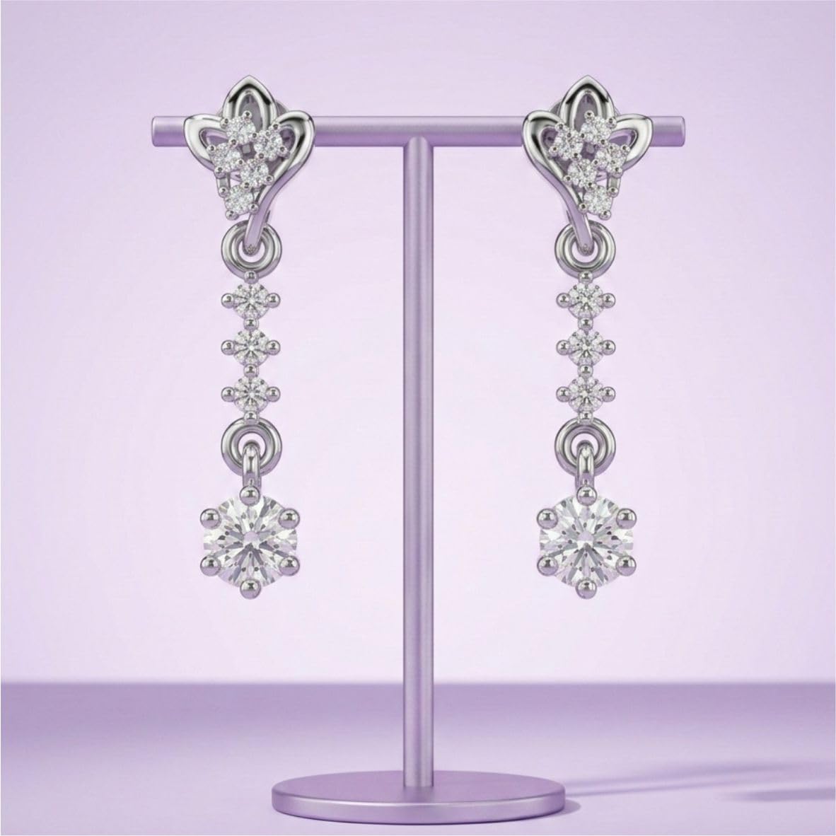 Silver Floral Drop Earrings