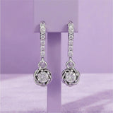 Silver Crystal Drop Bar Earrings