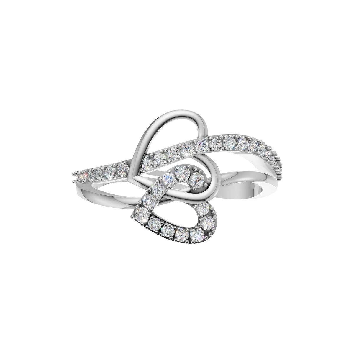 Silver Abstract Loop Solitaire Ring