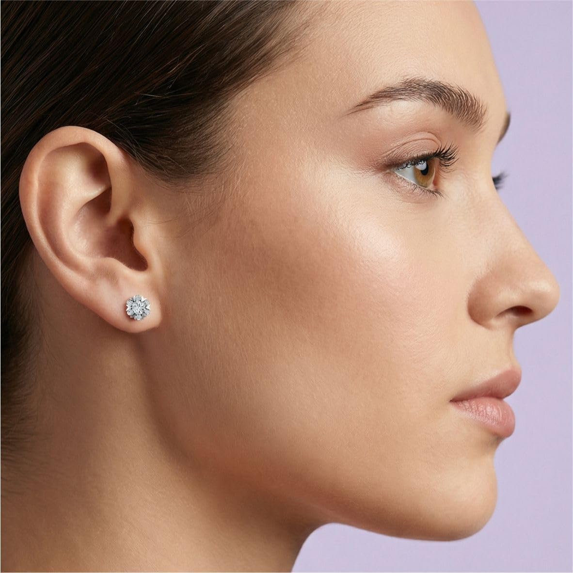 Silver Floral Radiance Stud Earrings