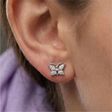 Silver Butterfly Aura Stud Earrings