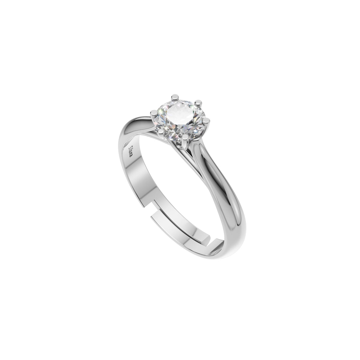 Silver Round Solitaire Ring