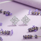 Silver Diamond-Petal Stud Earrings