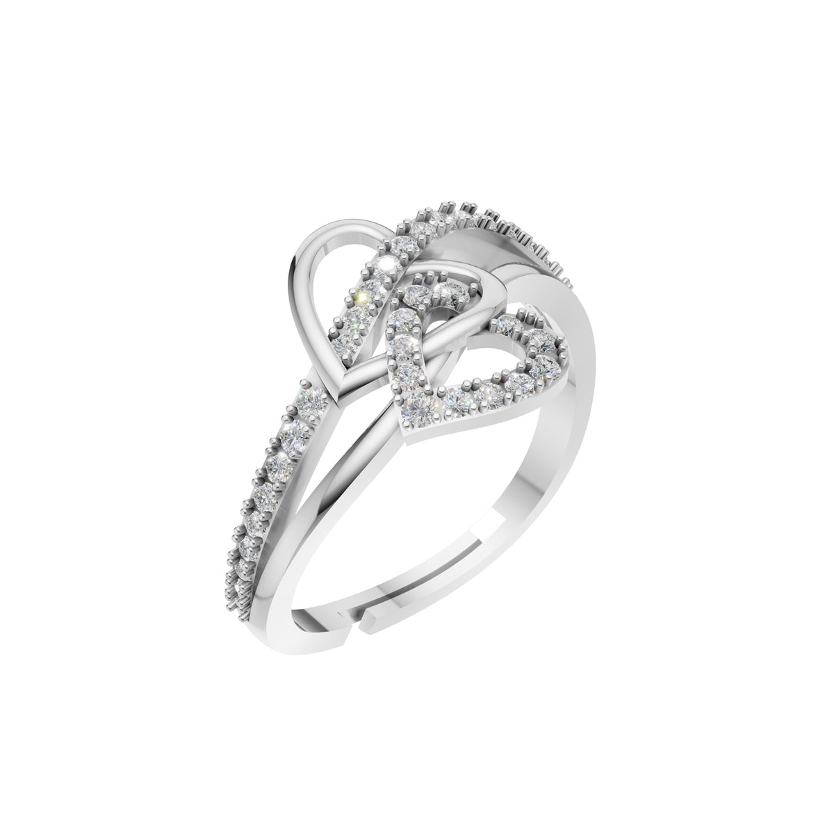Silver Abstract Loop Solitaire Ring