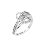 Silver Abstract Loop Solitaire Ring