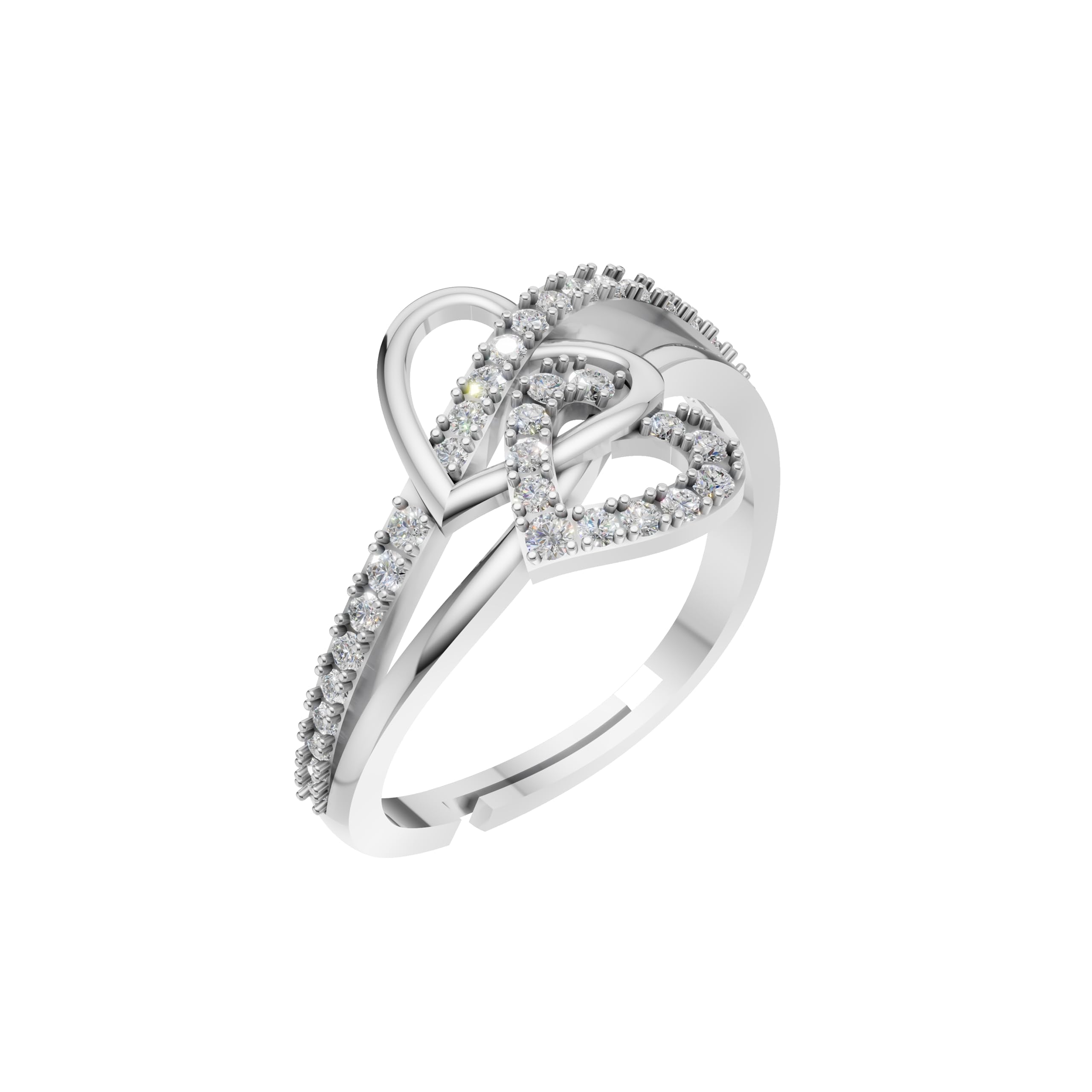 Silver Abstract Loop Solitaire Ring