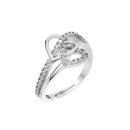 Silver Abstract Loop Solitaire Ring