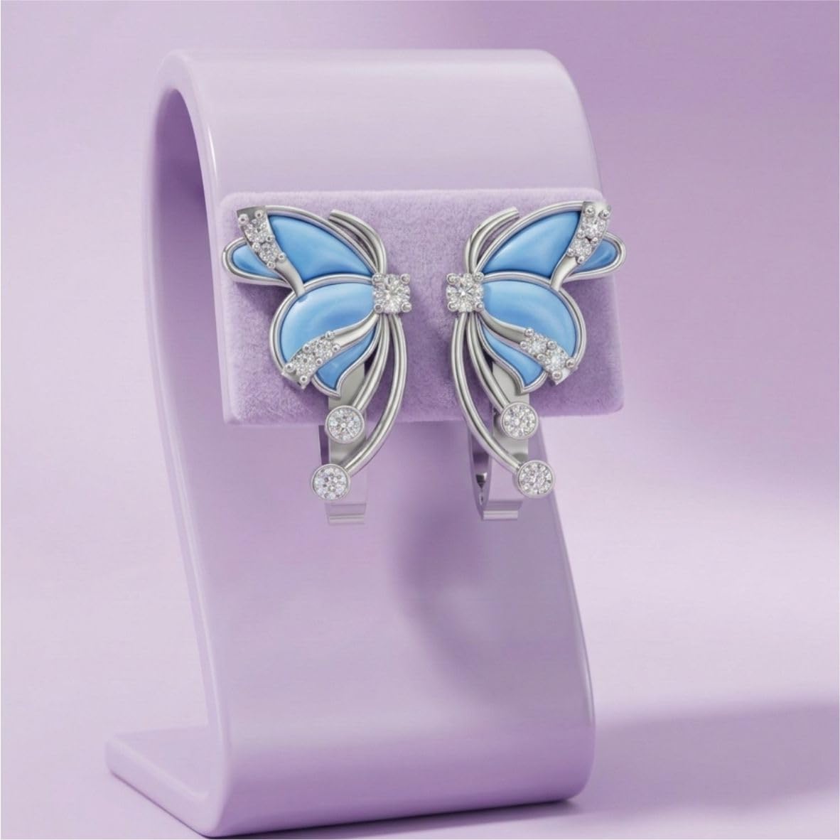 Silara Blue Petal Butterfly Earrings