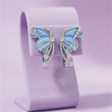 Silara Blue Petal Butterfly Earrings