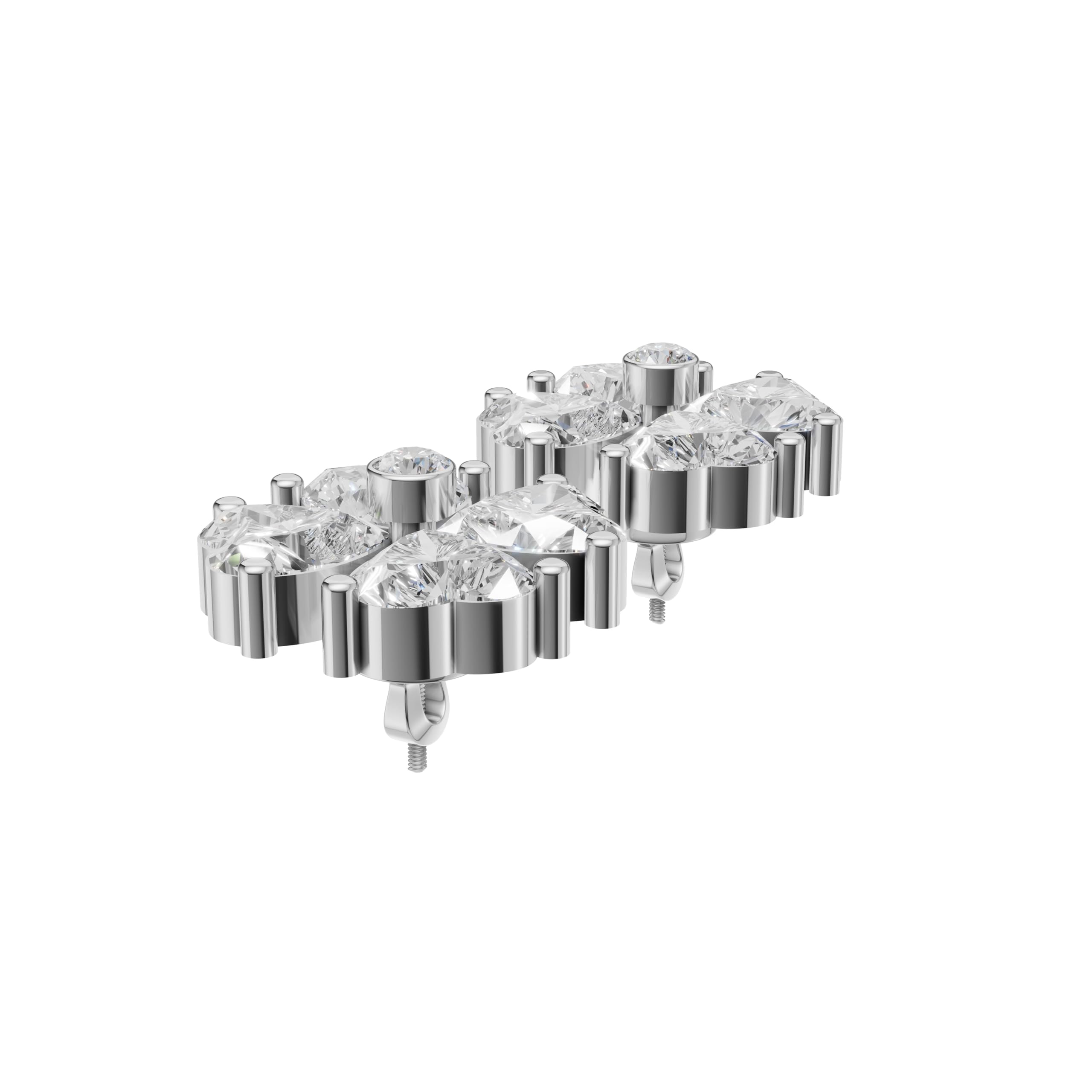 Silver Four-Leaf Radiant Stud Earrings