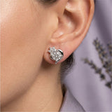 Silver Twinkling Heart Stud Earrings