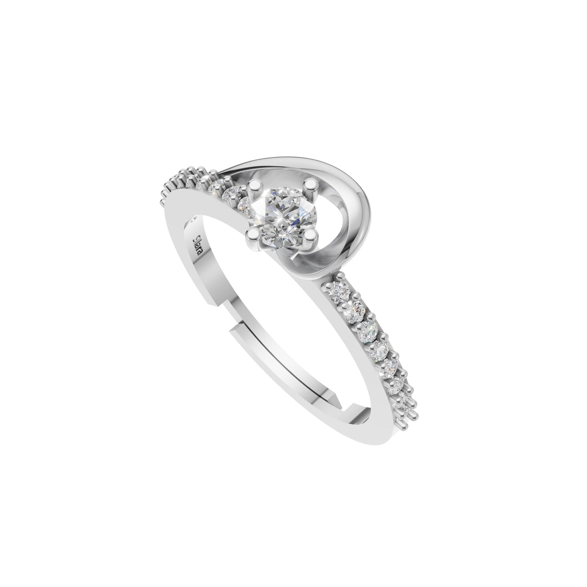 Silver Swirl Solitaire Ring