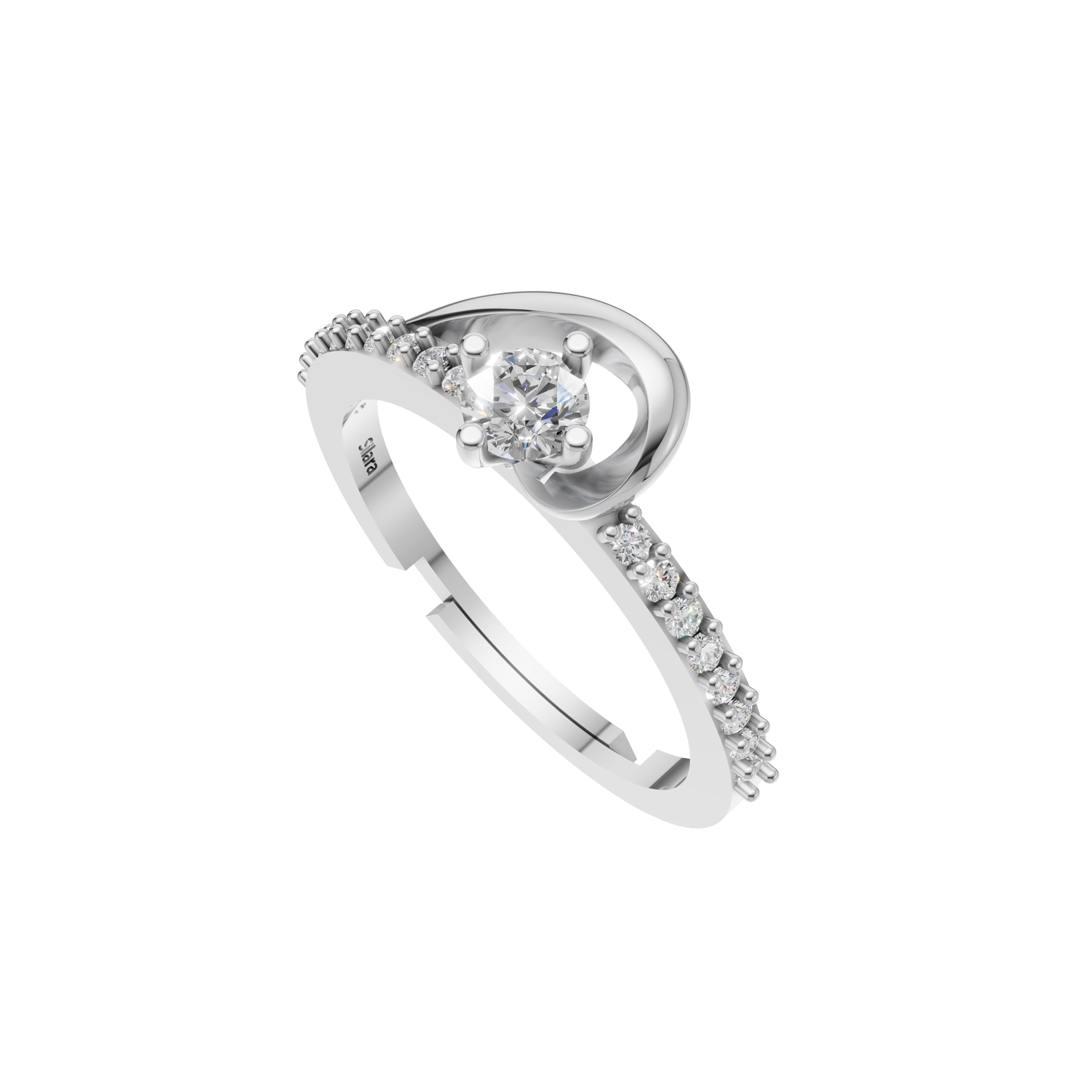 Silver Swirl Solitaire Ring