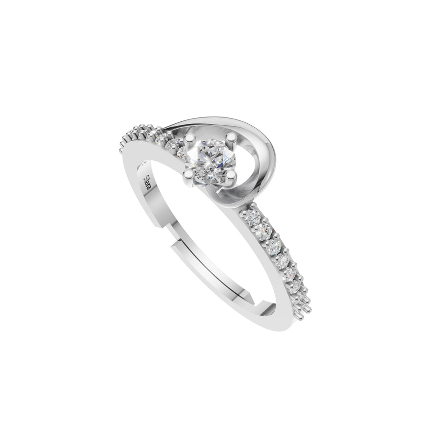 Silver Swirl Solitaire Ring