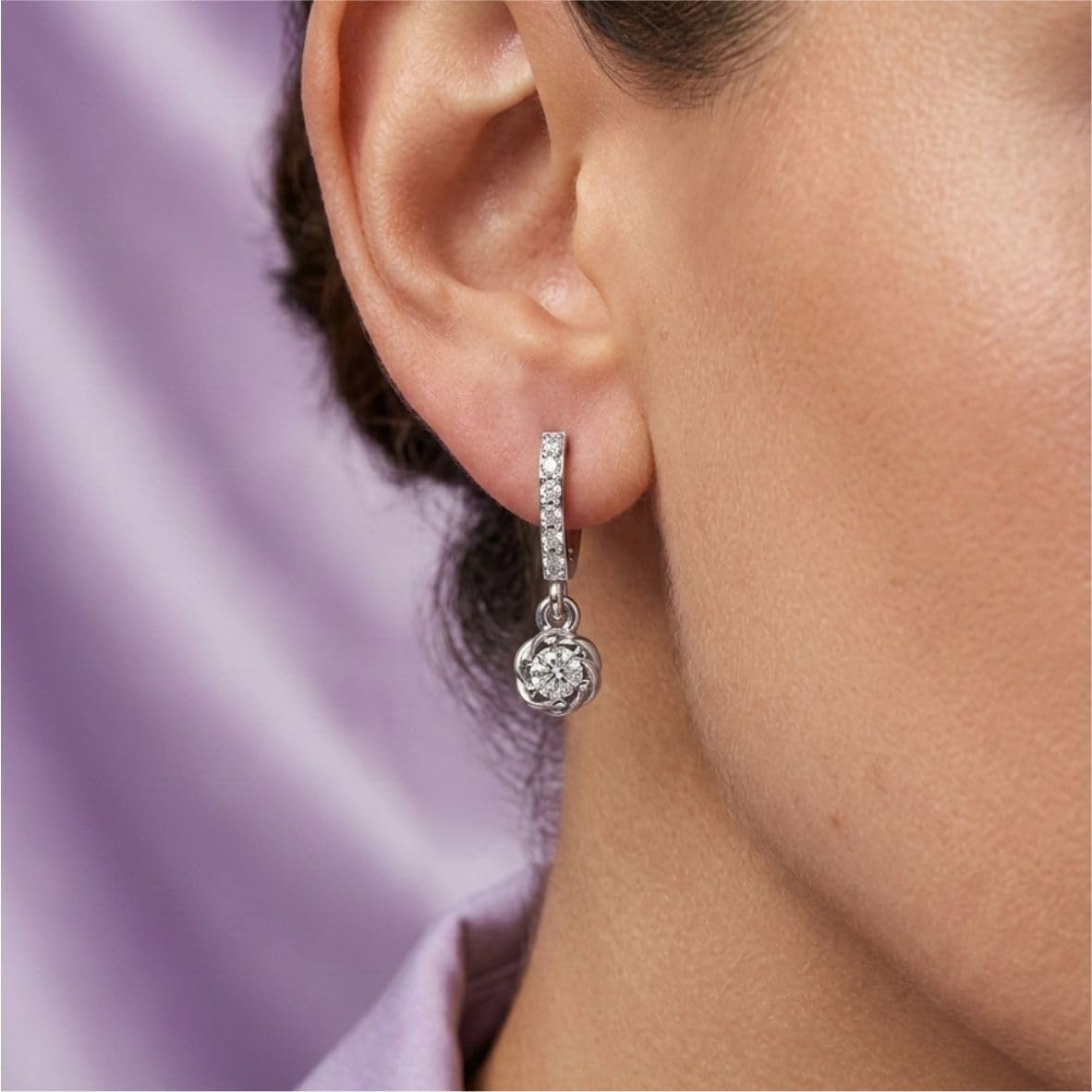 Silver Crystal Drop Bar Earrings