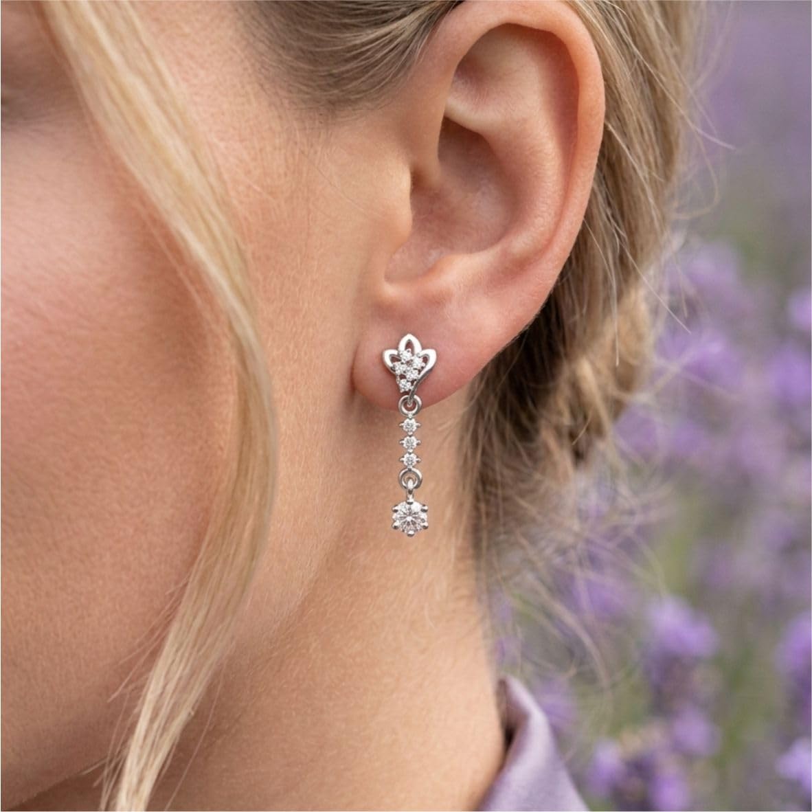 Silver Floral Drop Earrings