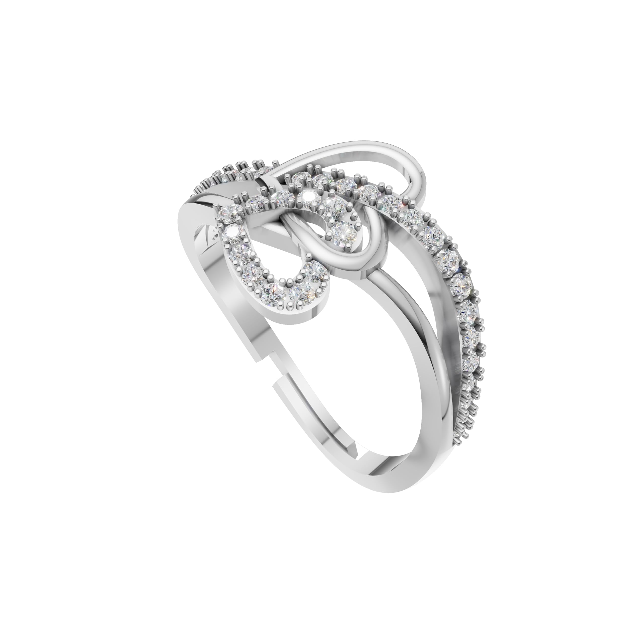 Silver Abstract Loop Solitaire Ring