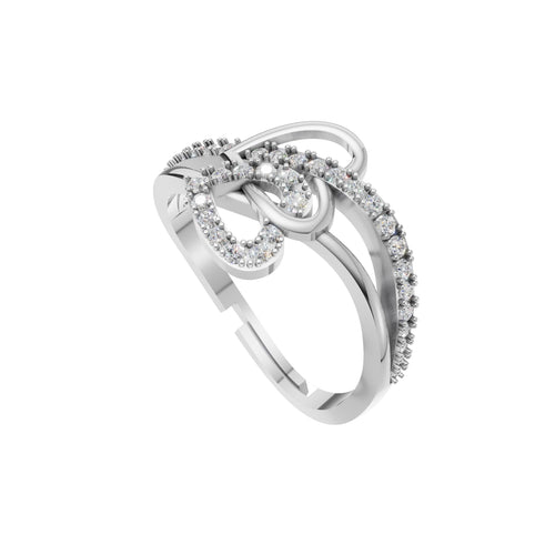 Silver Abstract Loop Solitaire Ring