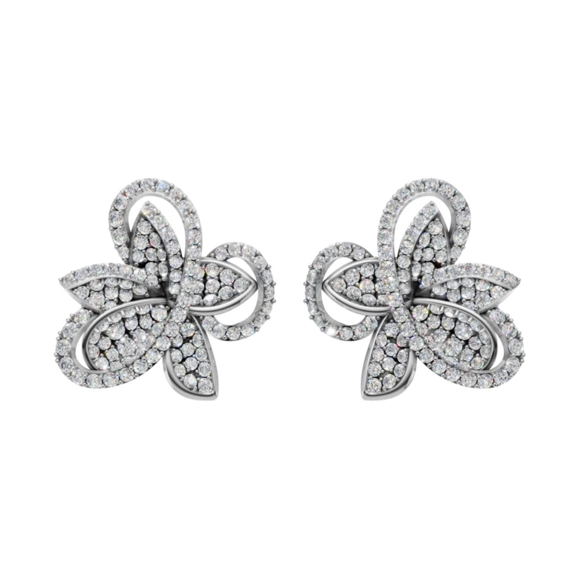 Silver Dancing Blossom Stud Earrings
