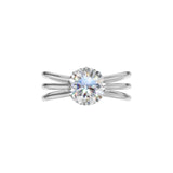 Silver Floral Multi-Band Solitaire Ring