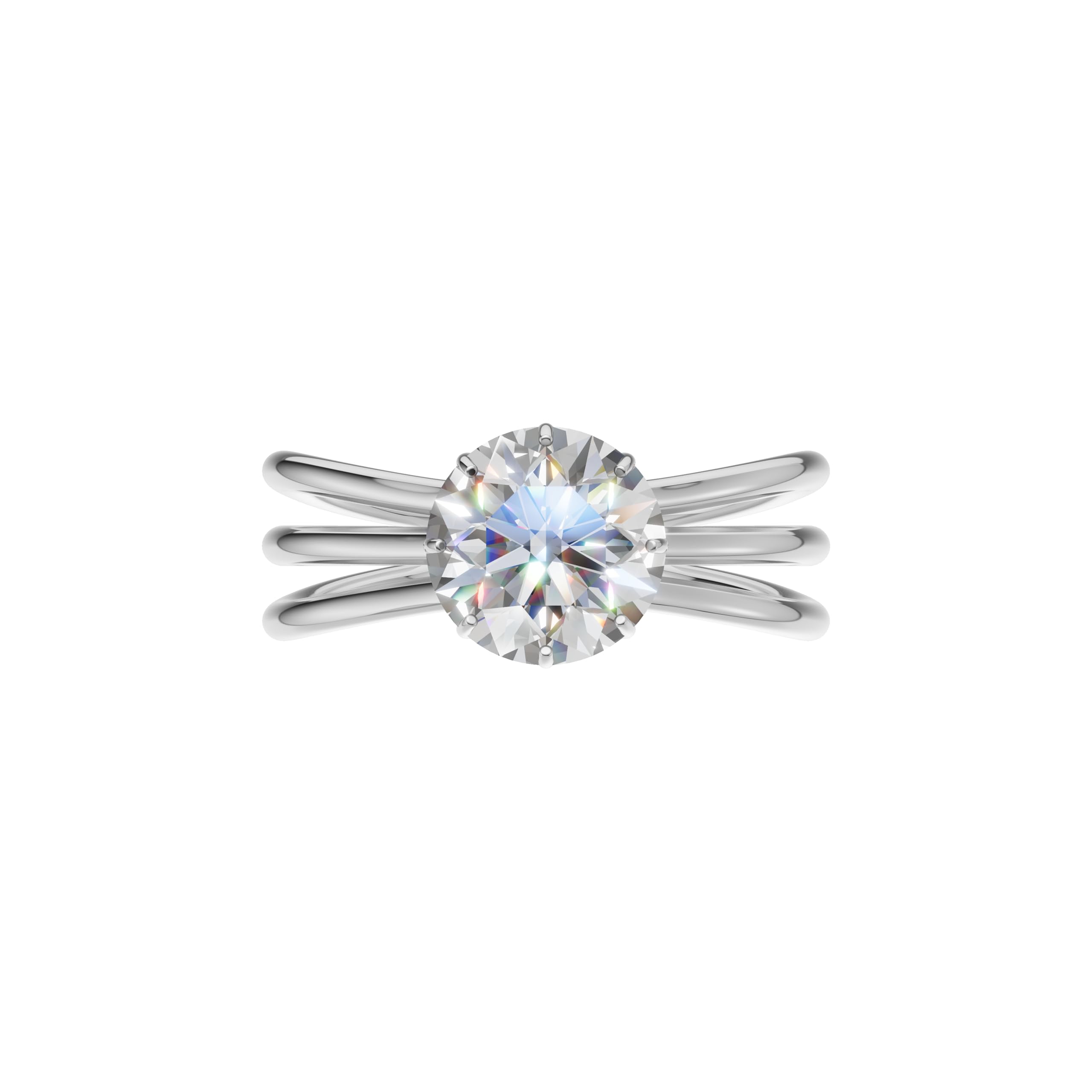 Silver Floral Multi-Band Solitaire Ring