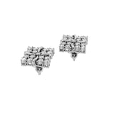 Silver Diamond-Petal Stud Earrings
