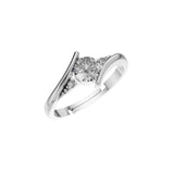 Silver Curved Accent Solitaire Ring