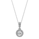 Silver Radiant Halo Solitaire Pendant