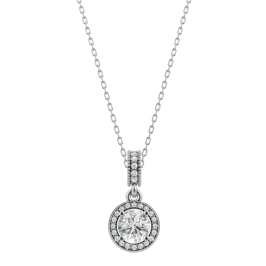 Silver Radiant Halo Solitaire Pendant