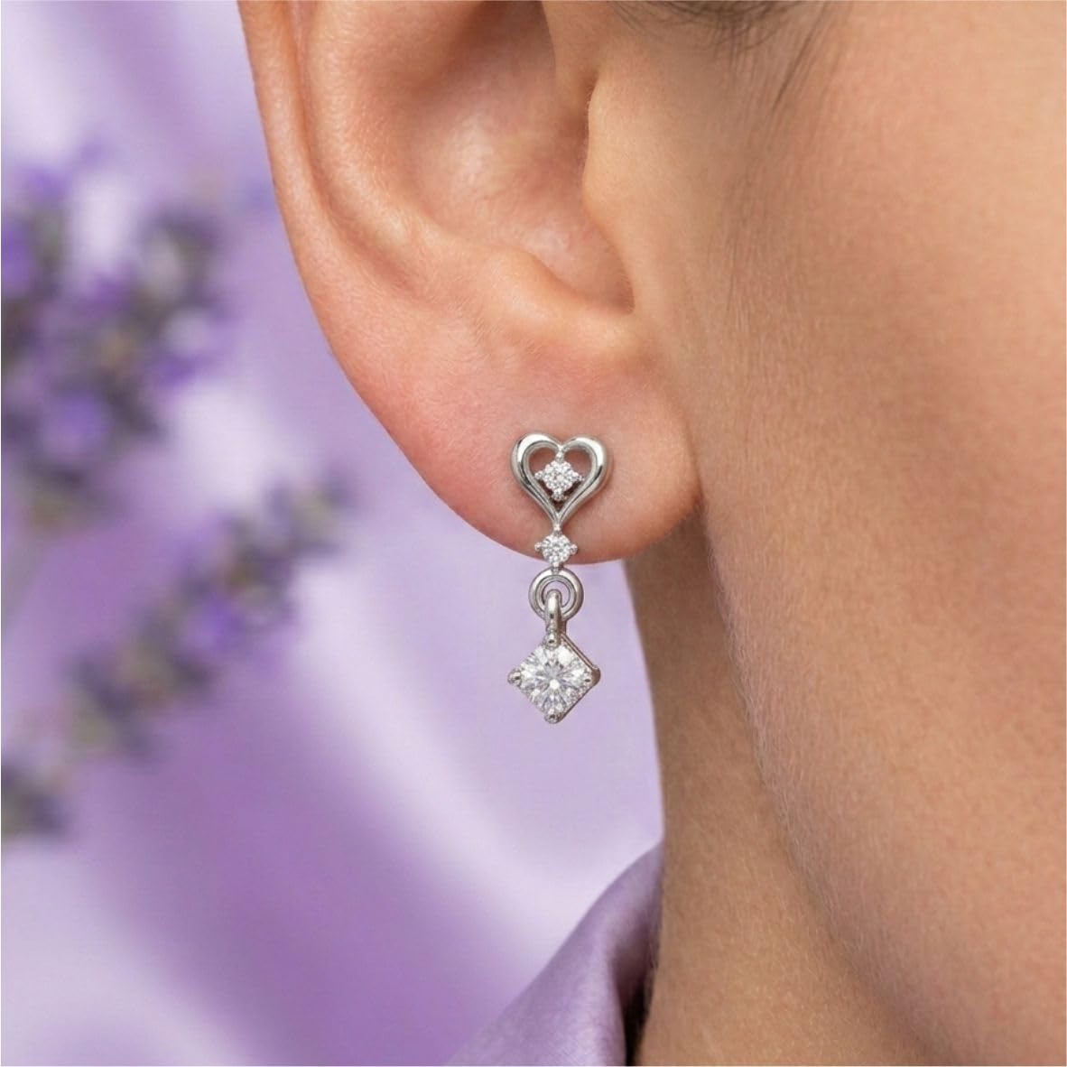 Silver Geometric Drop Earrings