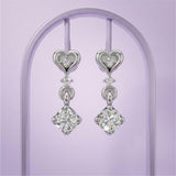 Silver Geometric Drop Earrings