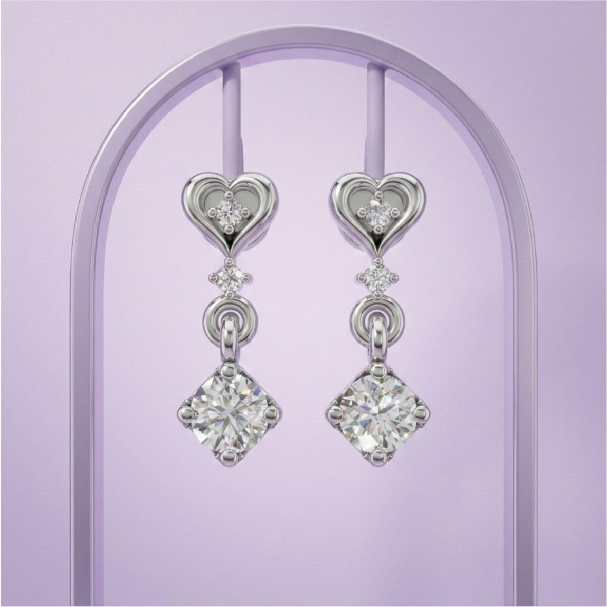 Silver Geometric Drop Earrings