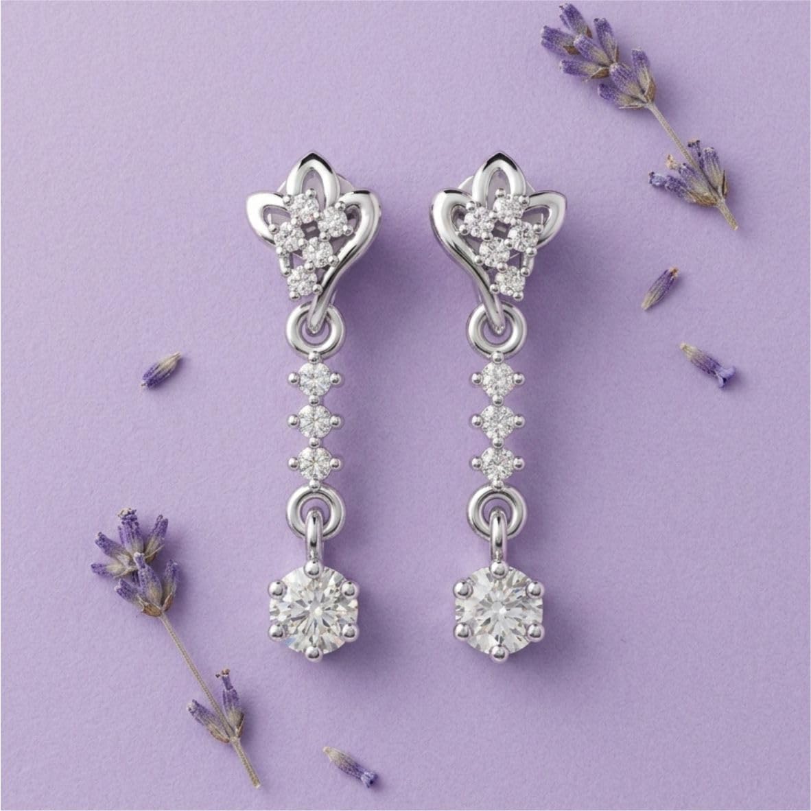 Silver Floral Drop Earrings