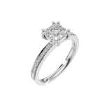 Silver Halo Cluster Solitaire Ring