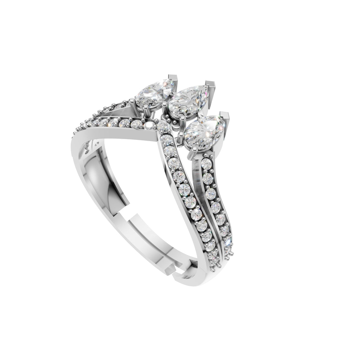 Silver Marquise Trio Stone Ring