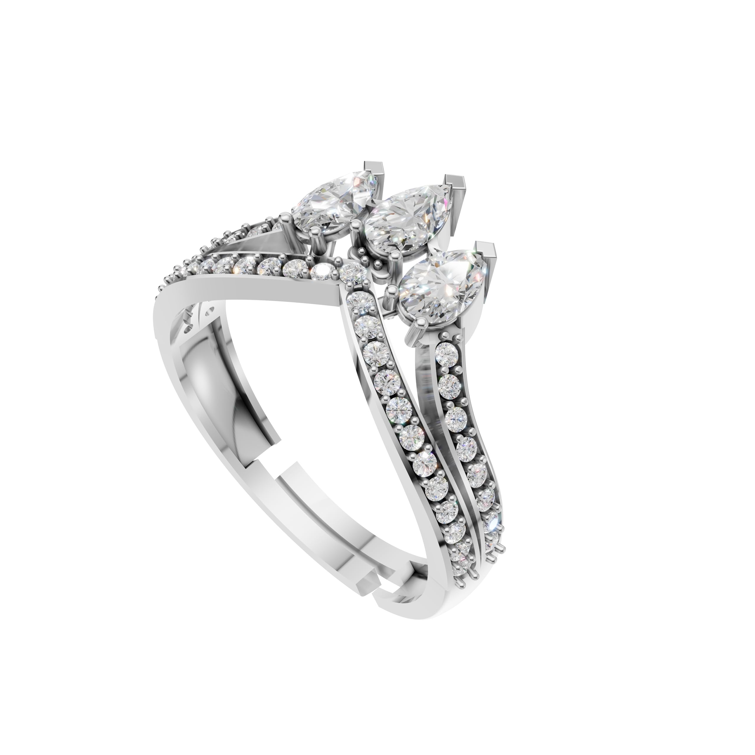 Silver Marquise Trio Stone Ring