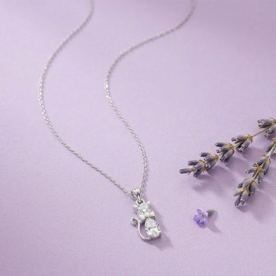 Silver Cat Symbol Pendant