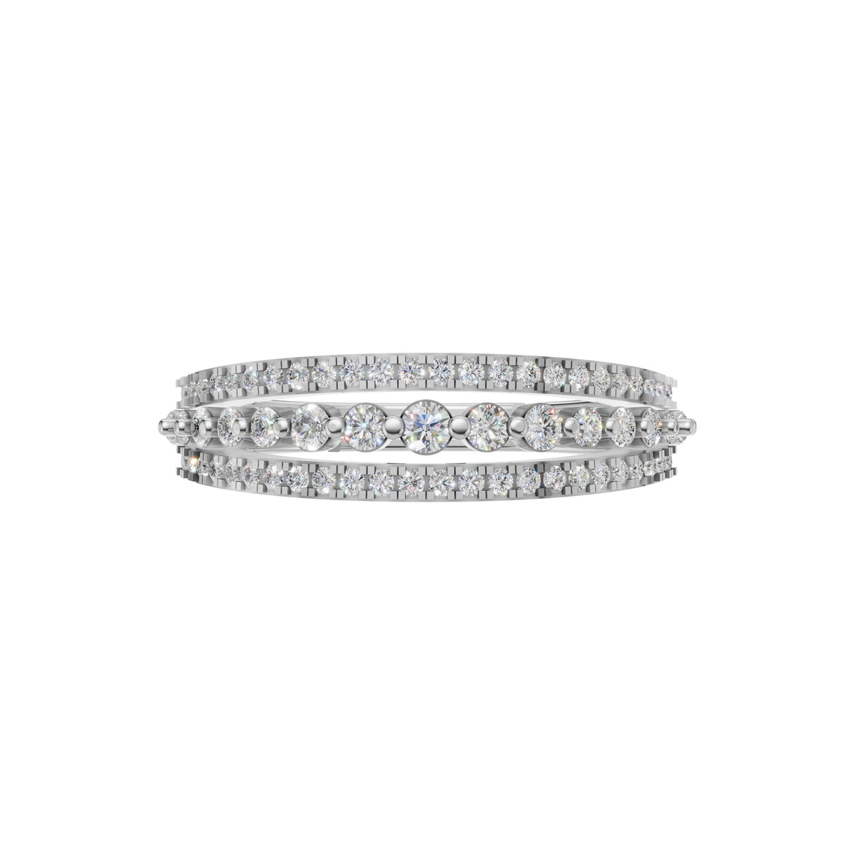 Silver Multi-Row Sparkle Statement Ring