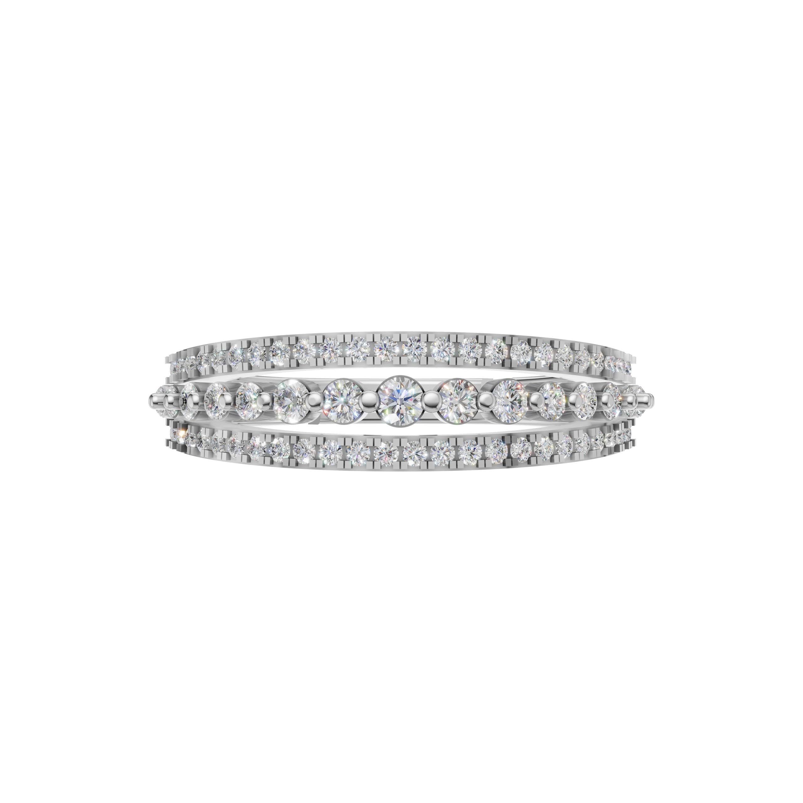 Silver Multi-Row Sparkle Statement Ring