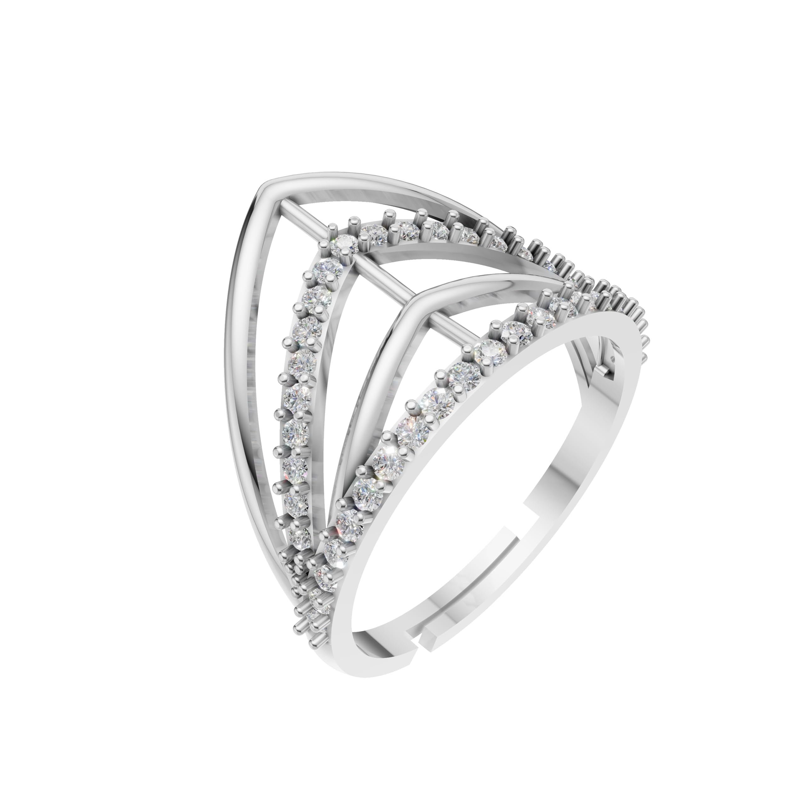 Silver Crown Style Solitaire Ring
