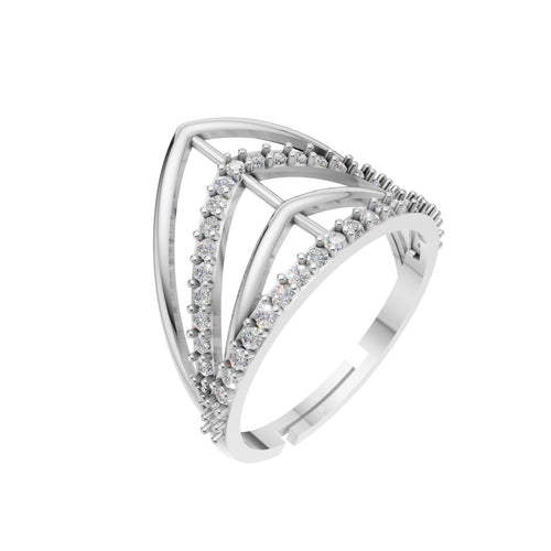 Silver Crown Style Solitaire Ring