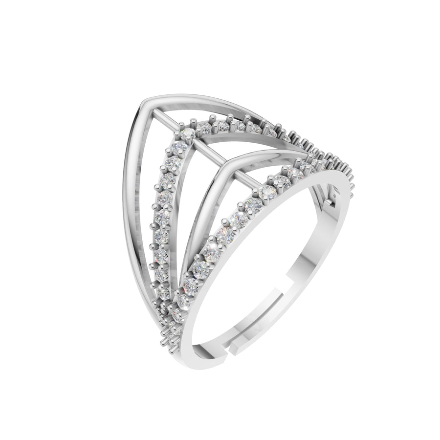 Silver Crown Style Solitaire Ring