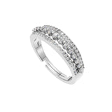Silver Multi-Row Sparkle Statement Ring