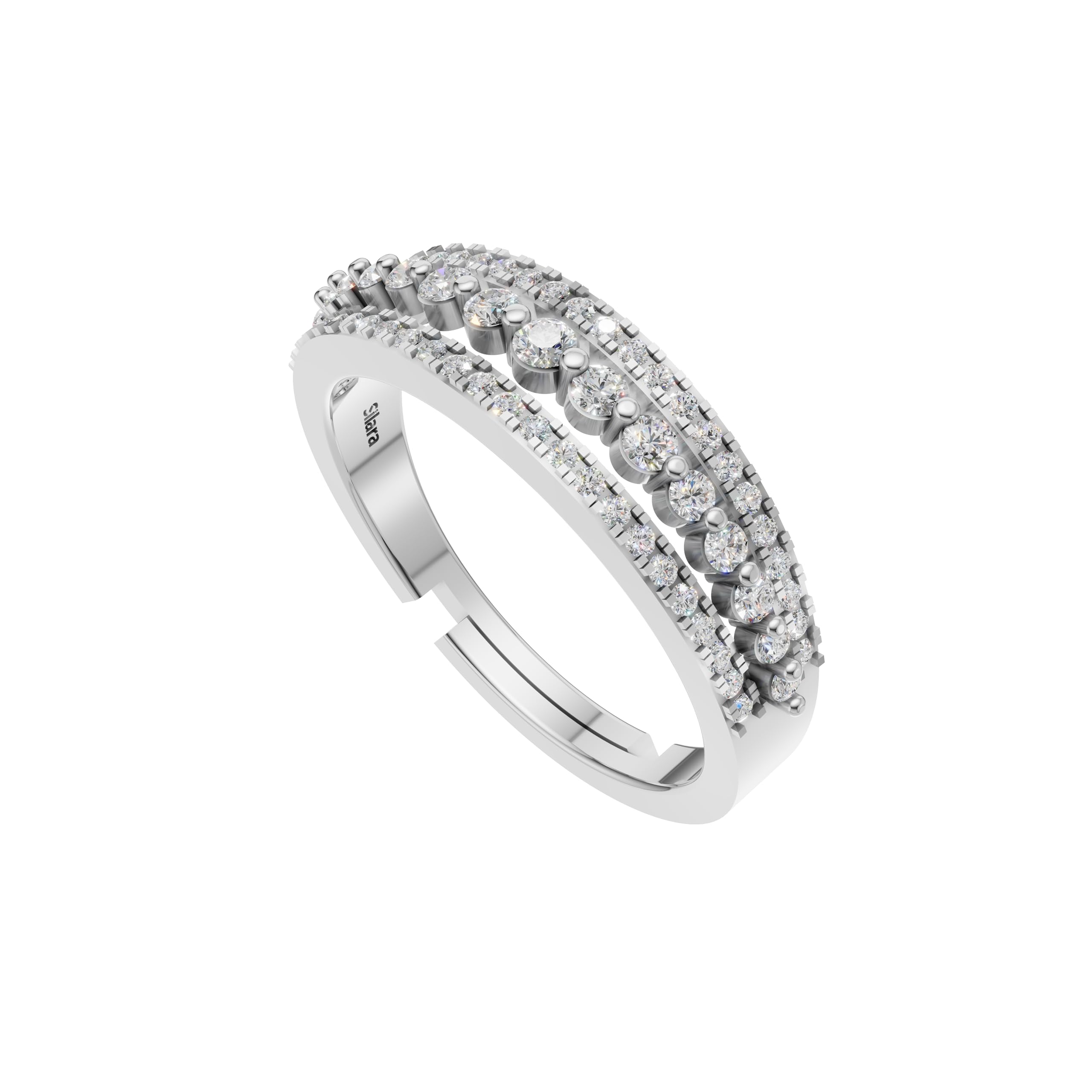 Silver Multi-Row Sparkle Statement Ring