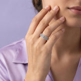 Silver Multi-Row Sparkle Statement Ring